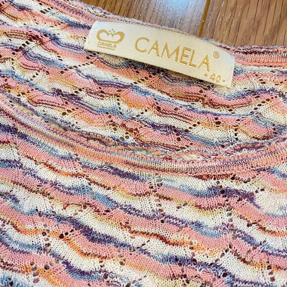 Vintage Camela Knit Pastel T-Shirt Sweater Pink & Lavender - Picture 6 of 15